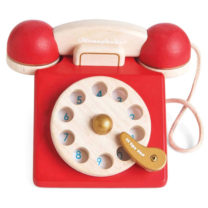 Drewniany telefon vintage, zabawka dla dzieci, odgrywanie ról, Le Toy Van